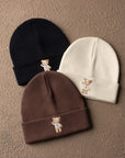 Classic Embroidered Beanie Vanilla Bean